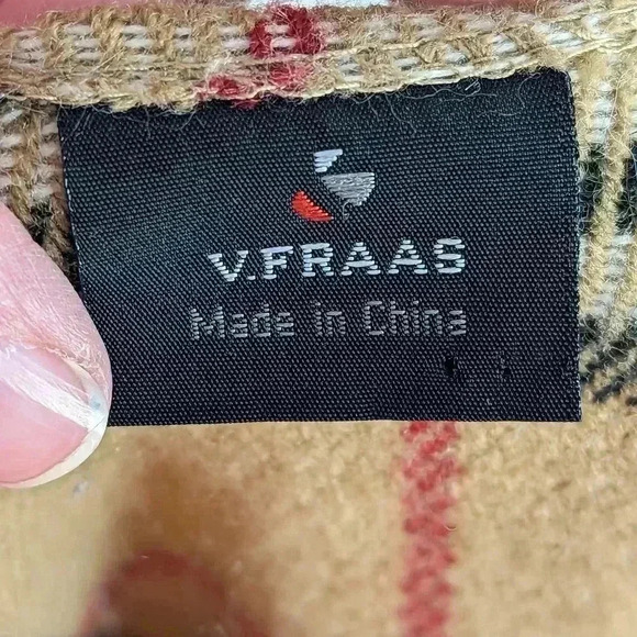 V.Fraas Womens Cape One Size Tan Black Plaid Open Front Wrap Shawl Layer - Picture 6 of 8